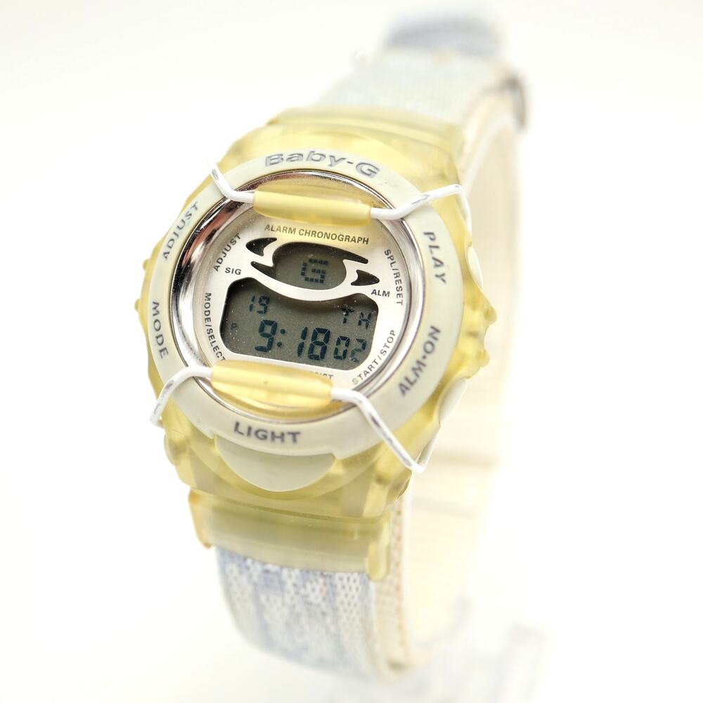 Vintage Casio Baby G Shock Blue White Watch Animated Dancer BG-393 w New Battery